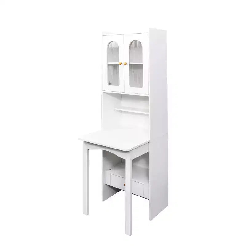 Armadio Scrivania Convertibile Richiudibile con Scaffale e Cassetto, Workstation Multifunzione per Ufficio Domestico