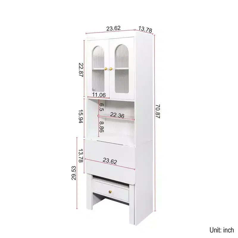 Armadio Scrivania Convertibile Richiudibile con Scaffale e Cassetto, Workstation Multifunzione per Ufficio Domestico
