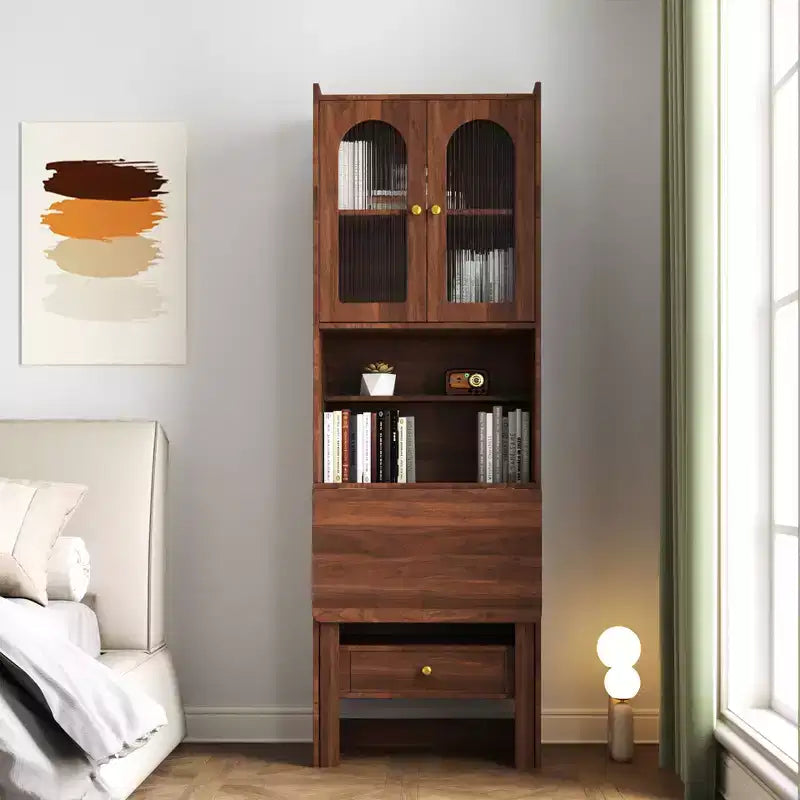 Armadio Scrivania Convertibile Richiudibile con Scaffale e Cassetto, Workstation Multifunzione per Ufficio Domestico