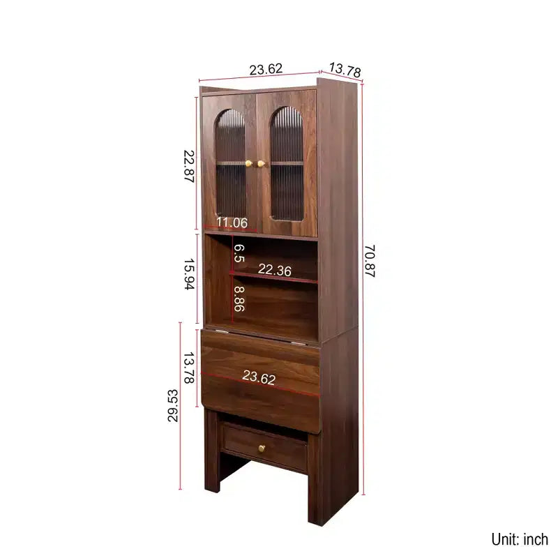 Armadio Scrivania Convertibile Richiudibile con Scaffale e Cassetto, Workstation Multifunzione per Ufficio Domestico
