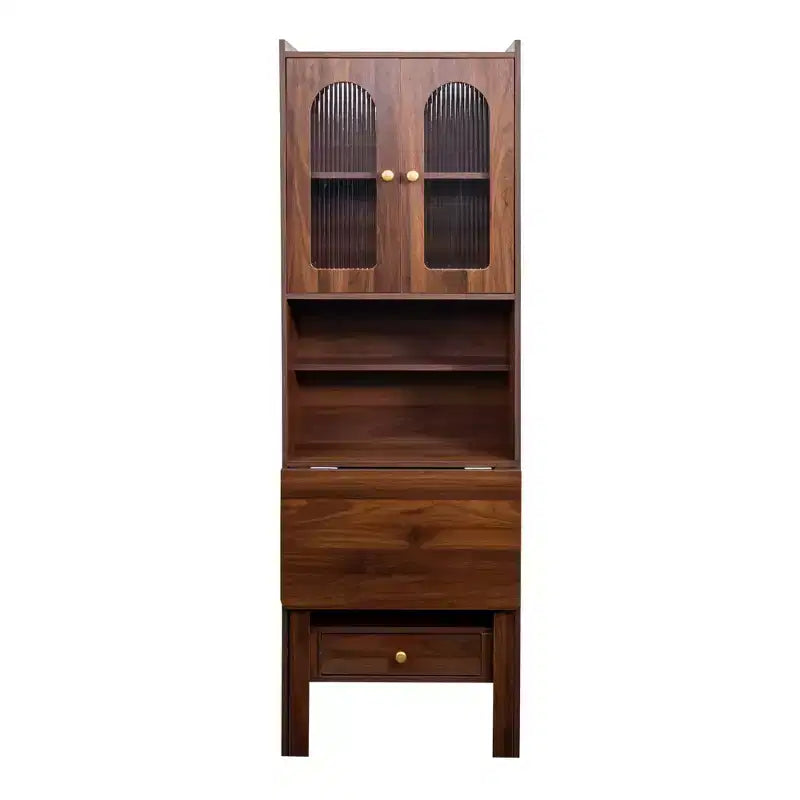 Armadio Scrivania Convertibile Richiudibile con Scaffale e Cassetto, Workstation Multifunzione per Ufficio Domestico