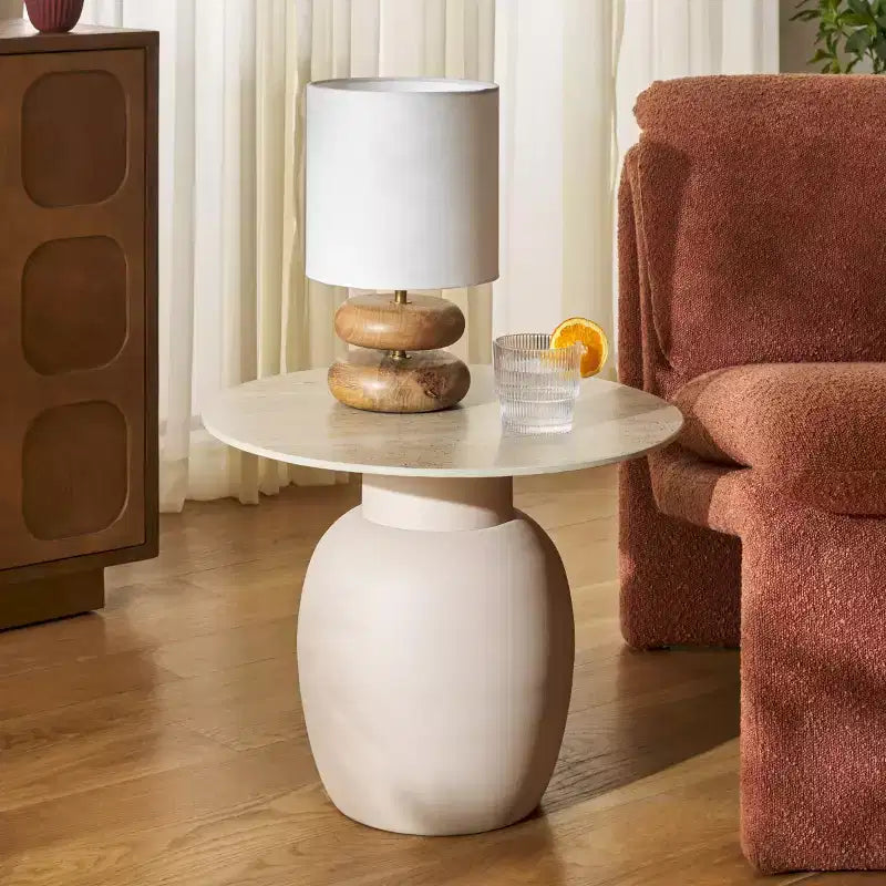 Tavolino in ceramica - Ceramica beige/Beige