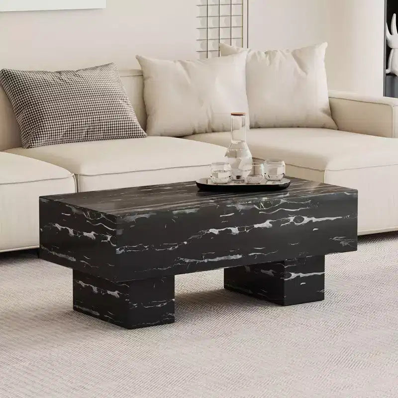 Tavolino moderno extra-largo 43, tavolino centrale rustico rettangolare da tè con base adatta ai tappeti per salotto e home theater