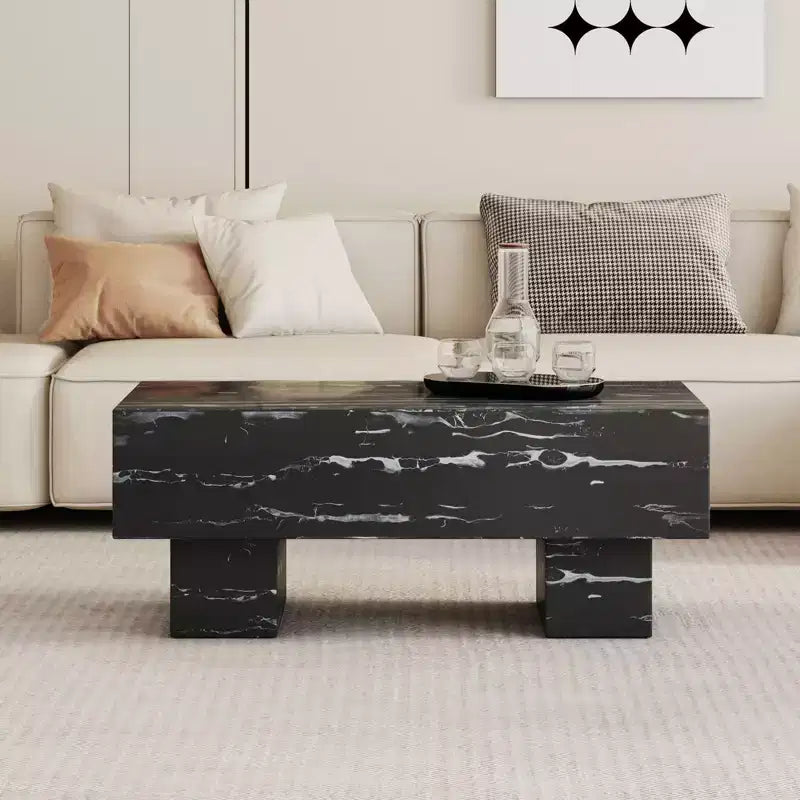 Tavolino moderno extra-largo 43, tavolino centrale rustico rettangolare da tè con base adatta ai tappeti per salotto e home theater