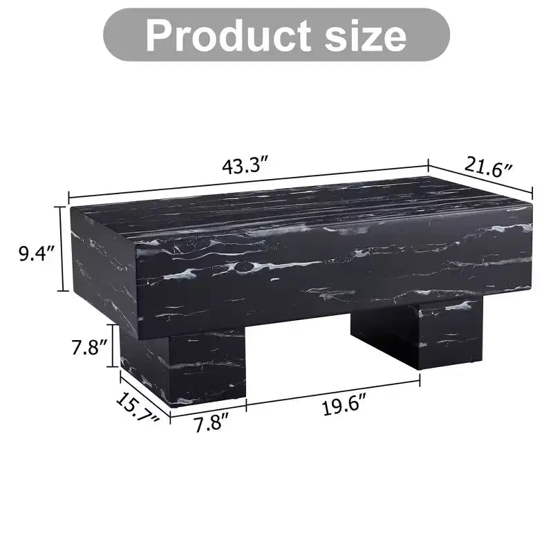 Tavolino moderno extra-largo 43, tavolino centrale rustico rettangolare da tè con base adatta ai tappeti per salotto e home theater