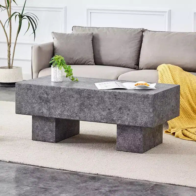 Tavolino moderno extra-largo 43, tavolino centrale rustico rettangolare da tè con base adatta ai tappeti per salotto e home theater