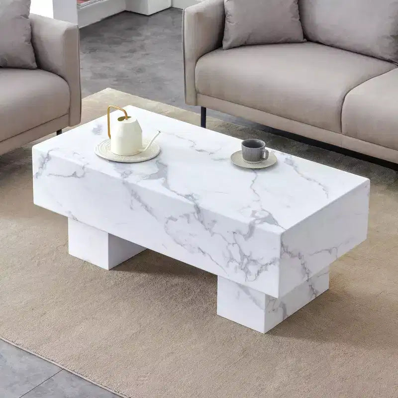 Tavolino moderno extra-largo 43, tavolino centrale rustico rettangolare da tè con base adatta ai tappeti per salotto e home theater