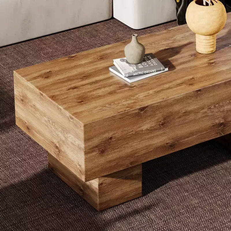 Tavolino moderno extra-largo 43, tavolino centrale rustico rettangolare da tè con base adatta ai tappeti per salotto e home theater