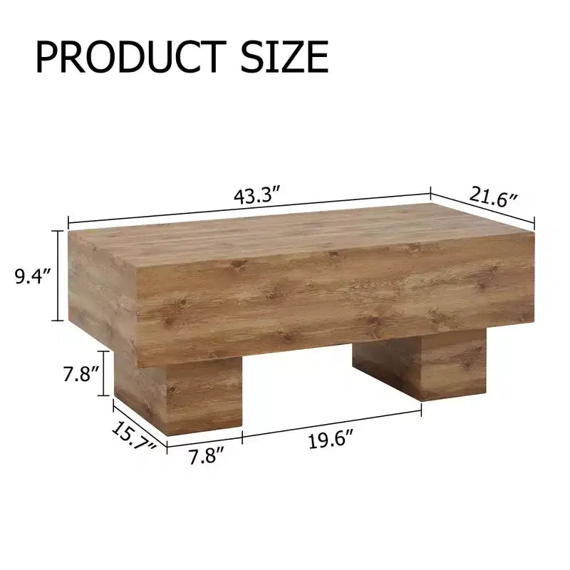 Tavolino moderno extra-largo 43, tavolino centrale rustico rettangolare da tè con base adatta ai tappeti per salotto e home theater