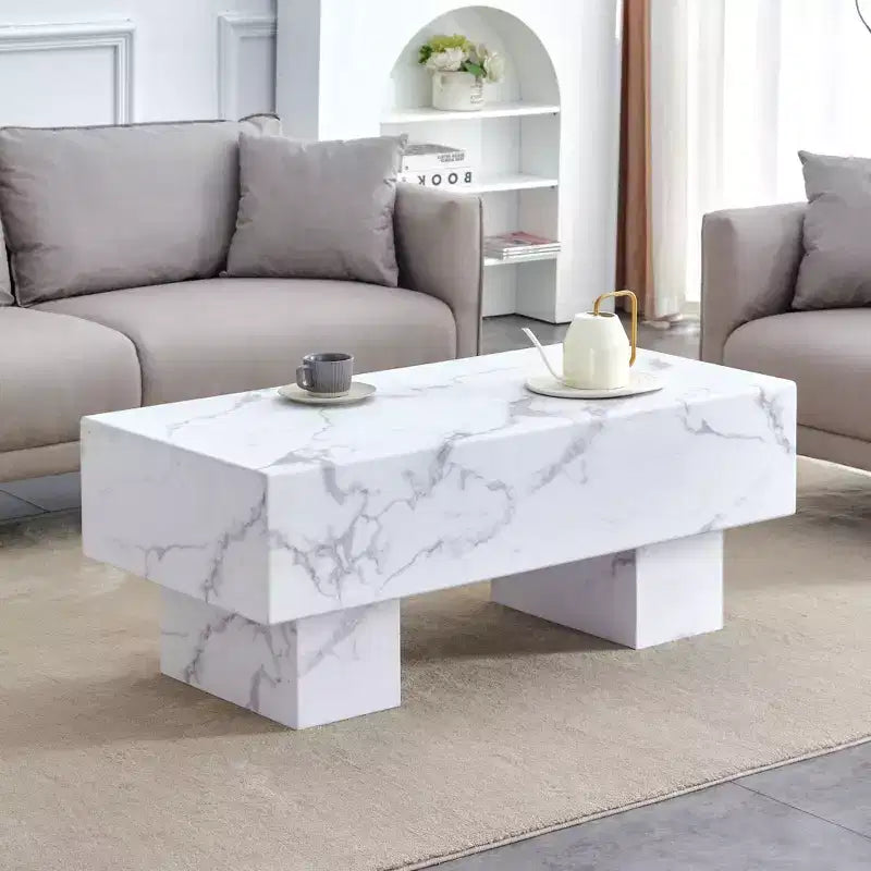 Tavolino moderno extra-largo 43, tavolino centrale rustico rettangolare da tè con base adatta ai tappeti per salotto e home theater
