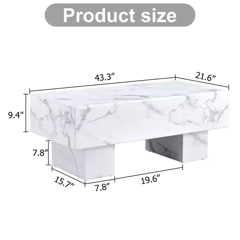 Tavolino moderno extra-largo 43, tavolino centrale rustico rettangolare da tè con base adatta ai tappeti per salotto e home theater