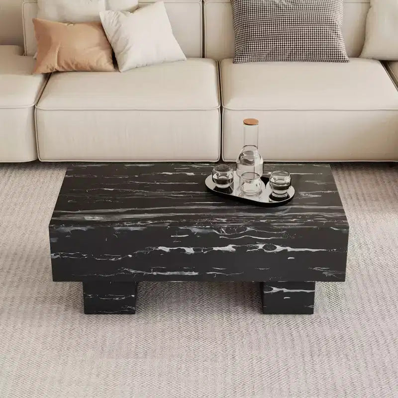 Tavolino moderno extra-largo 43, tavolino centrale rustico rettangolare da tè con base adatta ai tappeti per salotto e home theater