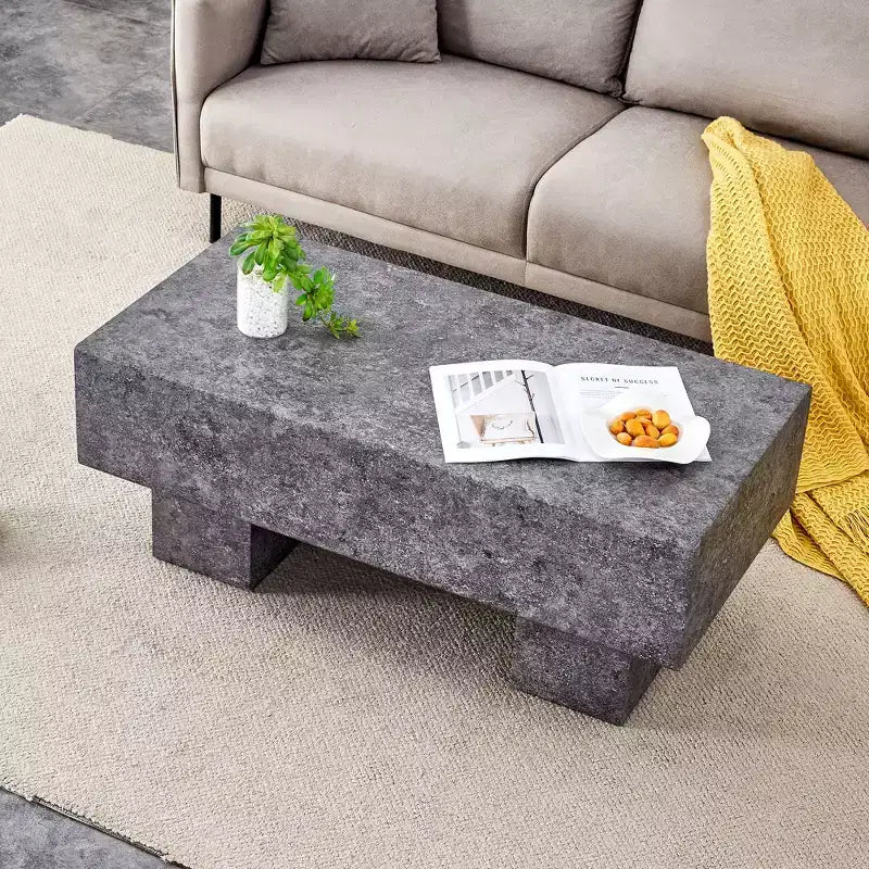 Tavolino moderno extra-largo 43, tavolino centrale rustico rettangolare da tè con base adatta ai tappeti per salotto e home theater