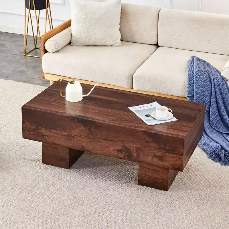 Tavolino moderno extra-largo 43, tavolino centrale rustico rettangolare da tè con base adatta ai tappeti per salotto e home theater