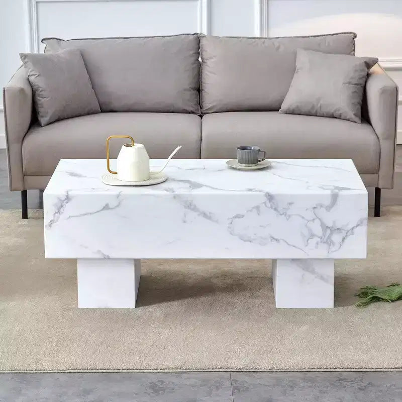 Tavolino moderno extra-largo 43, tavolino centrale rustico rettangolare da tè con base adatta ai tappeti per salotto e home theater