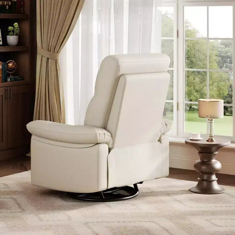 Poltrona reclinabile elettrica, poltrona reclinabile girevole in pelle PU con porte USB, poltrona reclinabile imbottita per cameretta, sedia ergonomica per salotto, beige