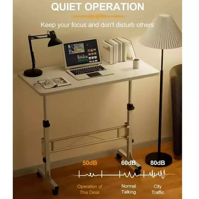 Scrivania Regolabile in Altezza - Scrivania Piccola Mobile con Ruote, Tavolo Portatile per Laptop, Regolabile 79-110 cm per Casa, Ufficio, Aula (81 x 41 cm Nero)