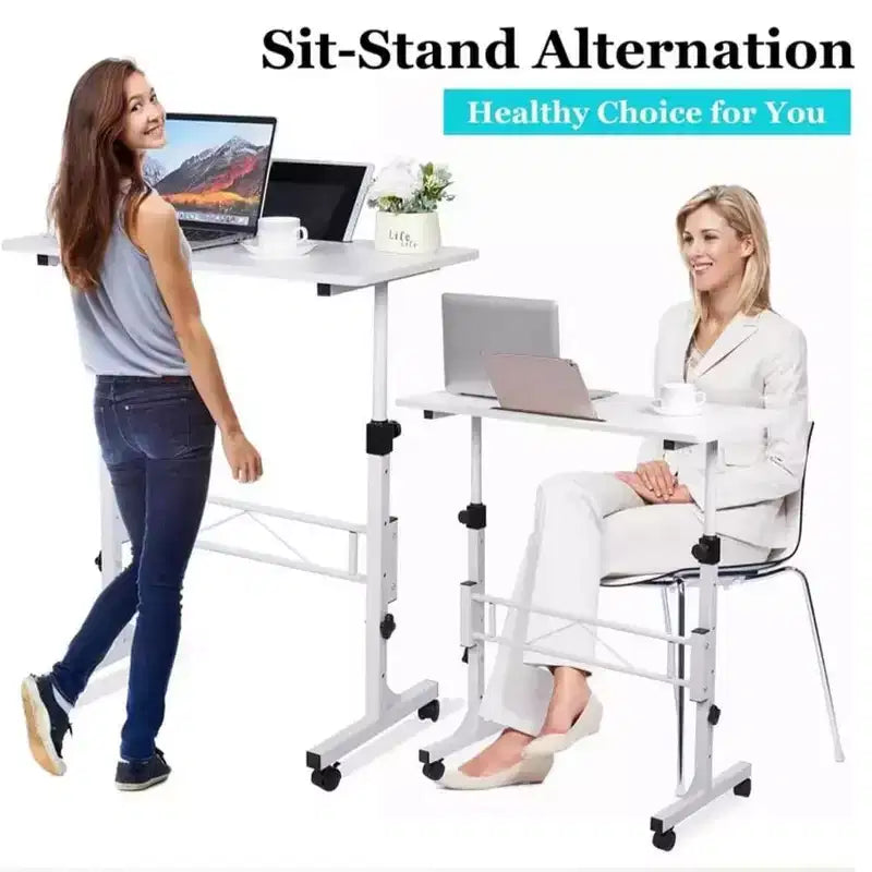 Scrivania Regolabile in Altezza - Scrivania Piccola Mobile con Ruote, Tavolo Portatile per Laptop, Regolabile 79-110 cm per Casa, Ufficio, Aula (81 x 41 cm Nero)