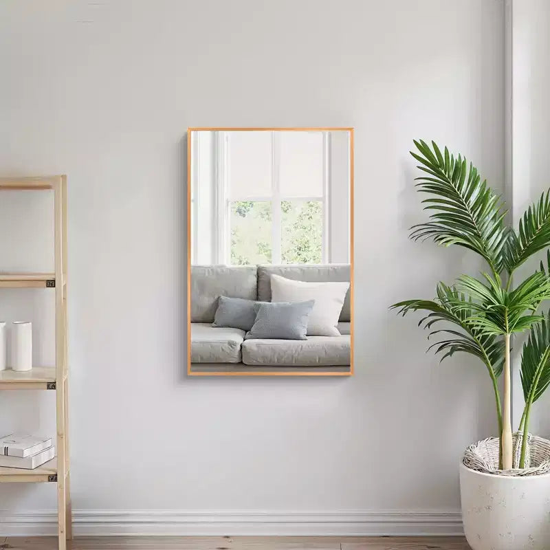 Specchio da parete dorato a rettangolo ad angolo retto con bordo sottile in lega di alluminio, 91 cm A x 61 cm L, 1 pezzo