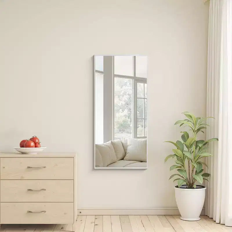 Specchio da parete dorato a rettangolo ad angolo retto con bordo sottile in lega di alluminio, 91 cm A x 61 cm L, 1 pezzo
