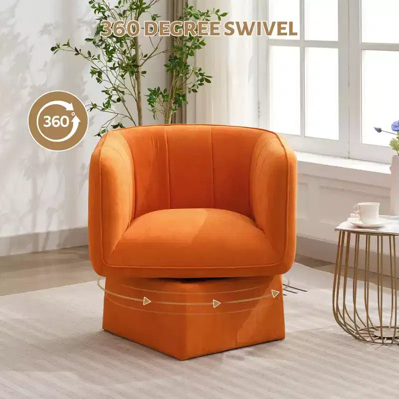 Poltrona girevole a barile, Poltrona rotonda girevole a 360° comoda in stile moderno di metà secolo, Poltrona moderna con braccioli per soggiorno, sala d'attesa, camera da letto