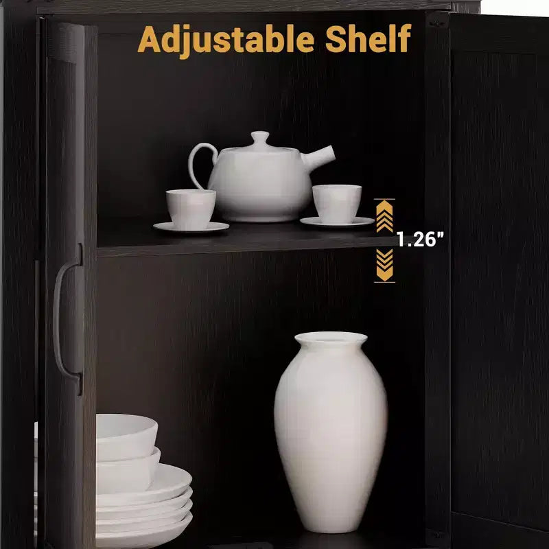 Libreria a colonna in stile rustico con anta, Scaffale a 5 ripiani in legno con contenitore, Scaffale espositivo alto 174,5 cm per soggiorno, ufficio
