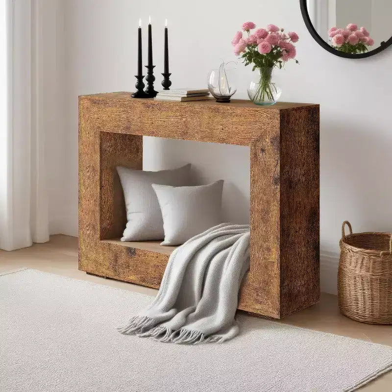 Consolle da 120 cm per Ingresso, Tavolino da Divano Dietro al Divano, Tavolo d'Ingresso in Legno per Foyer e Corridoio, Tavolino d'Appoggio Vintage per Corridoio