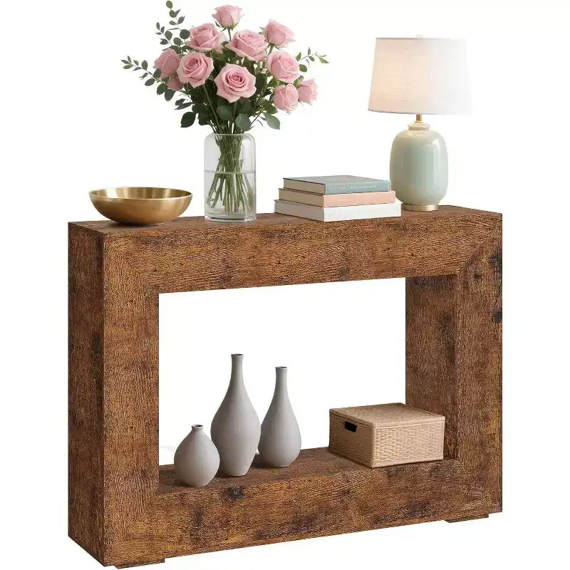 Consolle da 120 cm per Ingresso, Tavolino da Divano Dietro al Divano, Tavolo d'Ingresso in Legno per Foyer e Corridoio, Tavolino d'Appoggio Vintage per Corridoio