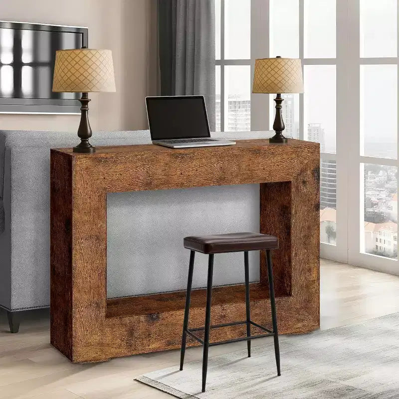 Consolle da 120 cm per Ingresso, Tavolino da Divano Dietro al Divano, Tavolo d'Ingresso in Legno per Foyer e Corridoio, Tavolino d'Appoggio Vintage per Corridoio