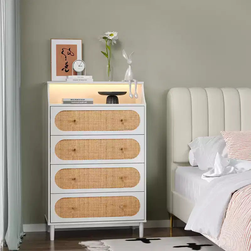 Cassettiera a 4 cassetti in truciolato bianco, larghezza 76 cm