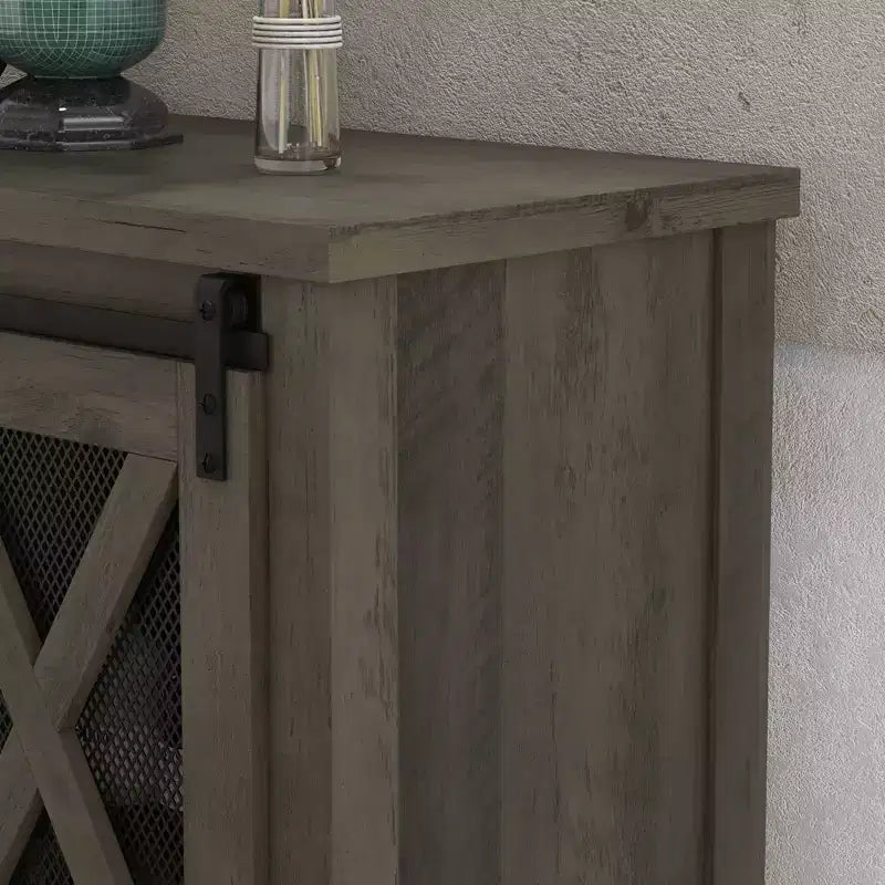Mobile Bar da Fattoria con Porta Bicchieri da Vino - Madia a Credenza con Anta Scorrevole per Cucina, Sala da Pranzo e Soggiorno