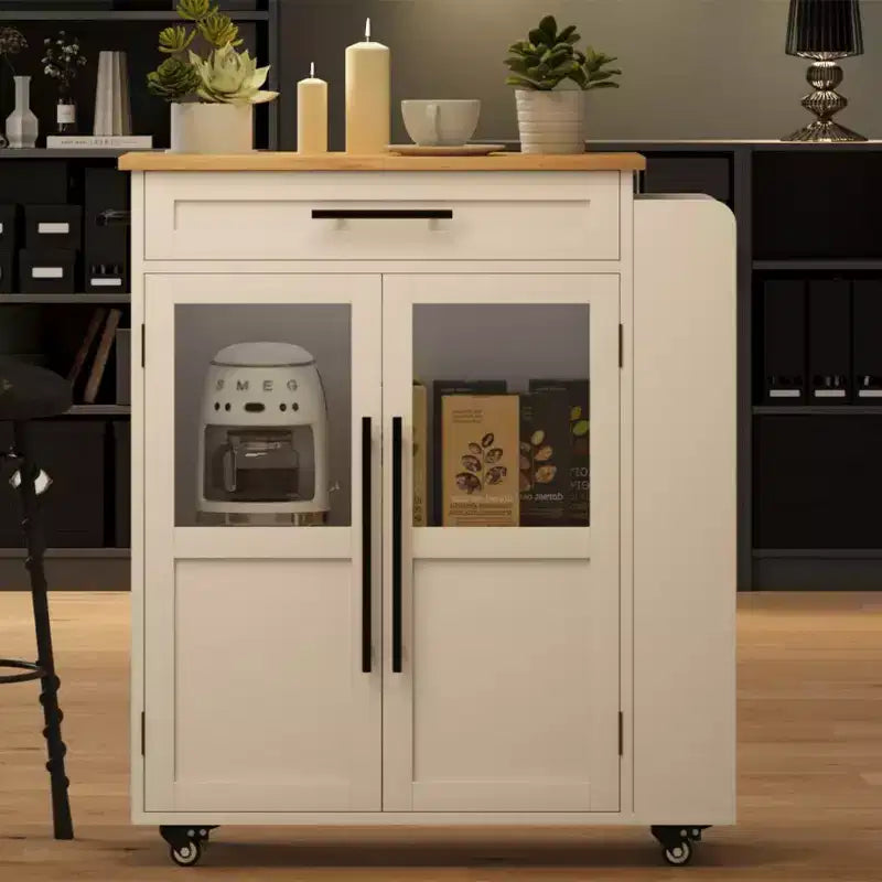 Carrello da Cucina da 42 pollici - Piano in Legno con Cassetto, 3 Ripiani e Ruote Bloccabili, Carrello da Cucina Mobile in Stile Rustico per Piccole Cucine