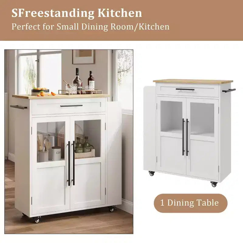 Carrello da Cucina da 42 pollici - Piano in Legno con Cassetto, 3 Ripiani e Ruote Bloccabili, Carrello da Cucina Mobile in Stile Rustico per Piccole Cucine