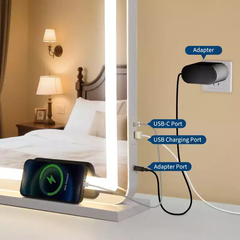 Specchio per Trucco da Tavolo Grande LED 30x20, Specchio con Luci, Specchio Illuminato con Ingrandimento 10X e, 3 Modalità Dimmerabili, Controllo Touch