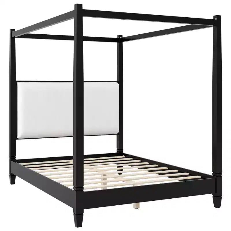 Letto a baldacchino moderno con testiera imbottita per la camera da letto