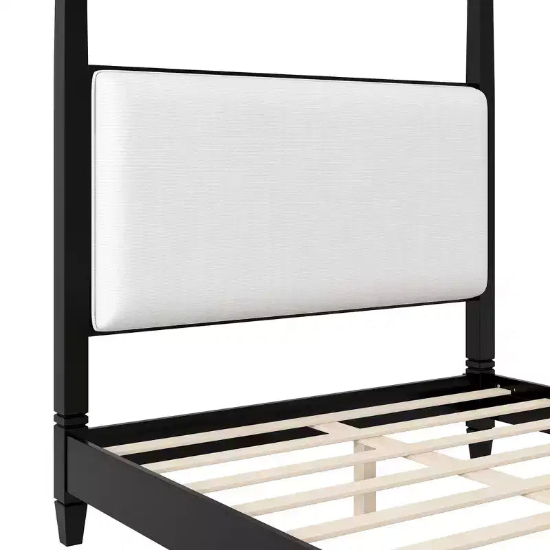 Letto a baldacchino moderno con testiera imbottita per la camera da letto