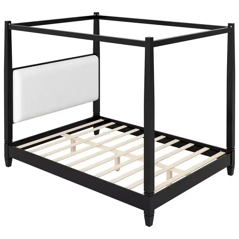 Letto a baldacchino moderno con testiera imbottita per la camera da letto