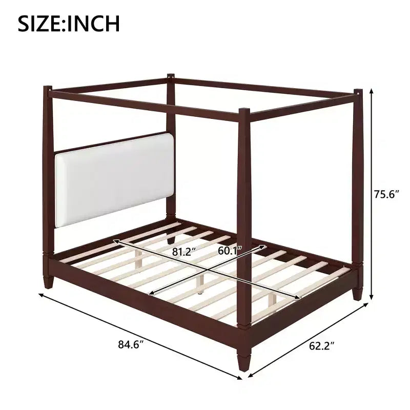 Letto a baldacchino moderno con testiera imbottita per la camera da letto