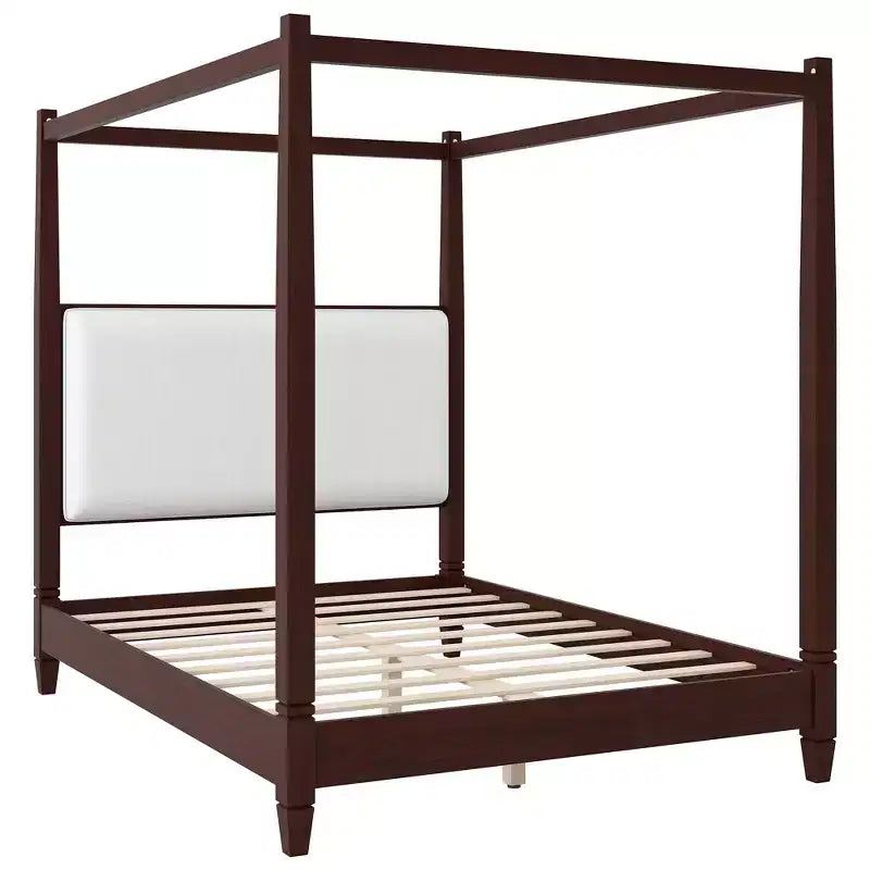 Letto a baldacchino moderno con testiera imbottita per la camera da letto