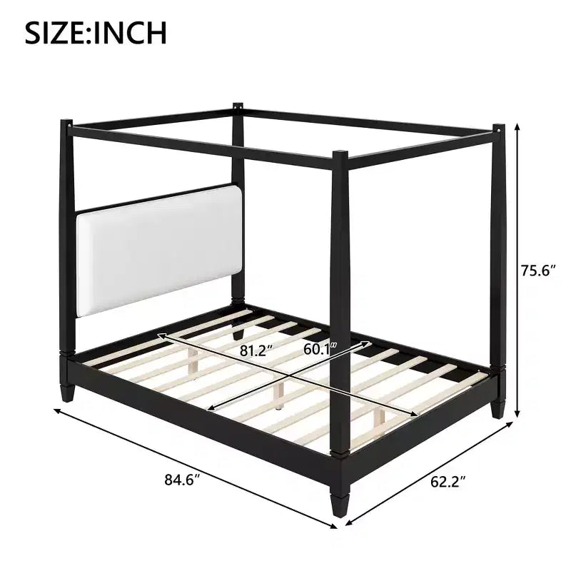 Letto a baldacchino moderno con testiera imbottita per la camera da letto