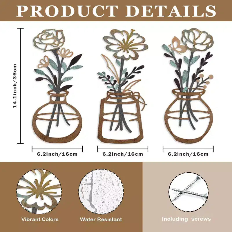 Decorazione murale rustica in metallo a forma di fiore - Durevole, stile rustico, versatile per camera da letto, soggiorno