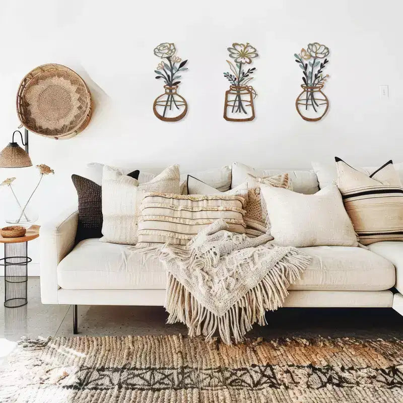 Decorazione murale rustica in metallo a forma di fiore - Durevole, stile rustico, versatile per camera da letto, soggiorno