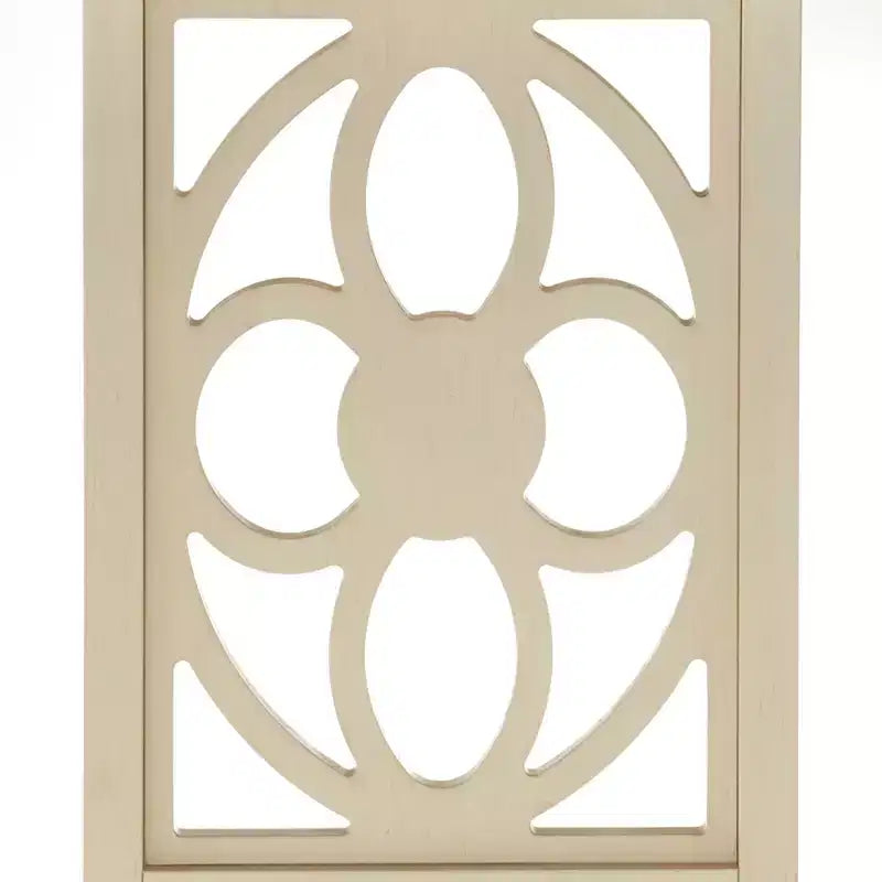 Scrivania Floral con Gambe a Pannello Bianca, in Legno Massello di Hevea, Stile Moderno di Metà Secolo, 112 cm di Larghezza