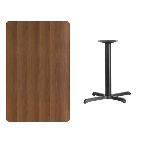 Piano per tavolo rettangolare in laminato da 30" x 48" con base rotonda da 24" ad altezza tavolo