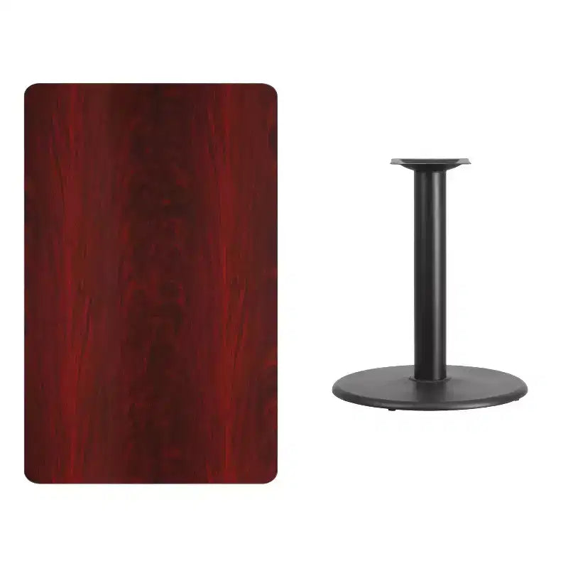 Piano per tavolo rettangolare in laminato da 30" x 48" con base rotonda da 24" ad altezza tavolo