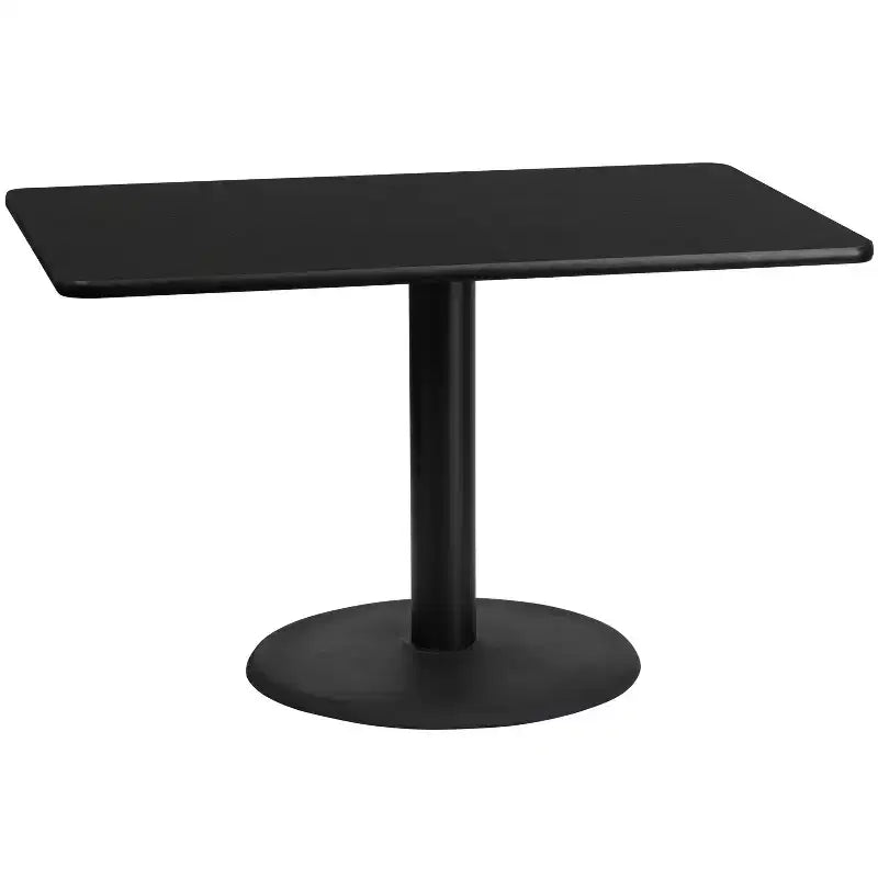 Piano per tavolo rettangolare in laminato da 30" x 48" con base rotonda da 24" ad altezza tavolo