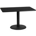 Piano per tavolo rettangolare in laminato da 30" x 48" con base rotonda da 24" ad altezza tavolo