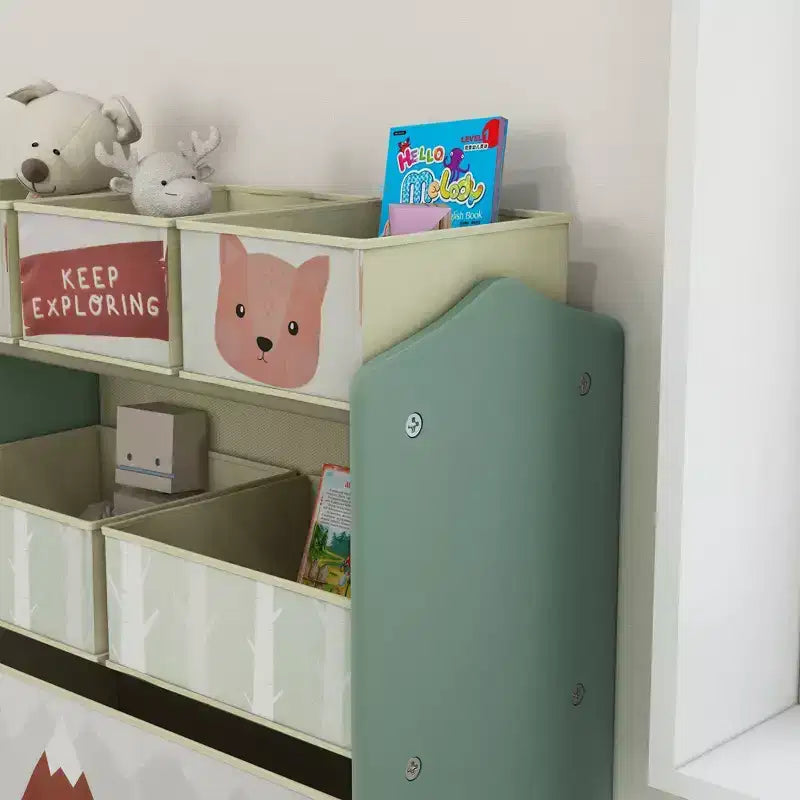 Organizzatore per giocattoli con 6 contenitori, mobiletto portaoggetti per la camera da letto dei bambini, 25 x 12 x 26