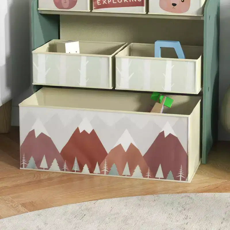Organizzatore per giocattoli con 6 contenitori, mobiletto portaoggetti per la camera da letto dei bambini, 25 x 12 x 26