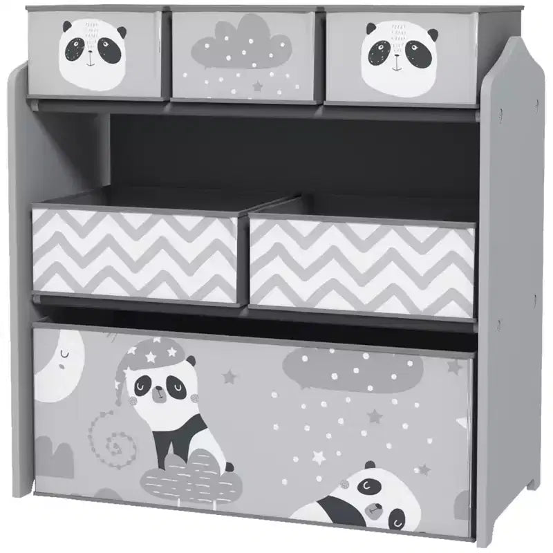 Organizzatore per giocattoli con 6 contenitori, mobiletto portaoggetti per la camera da letto dei bambini, 25 x 12 x 26